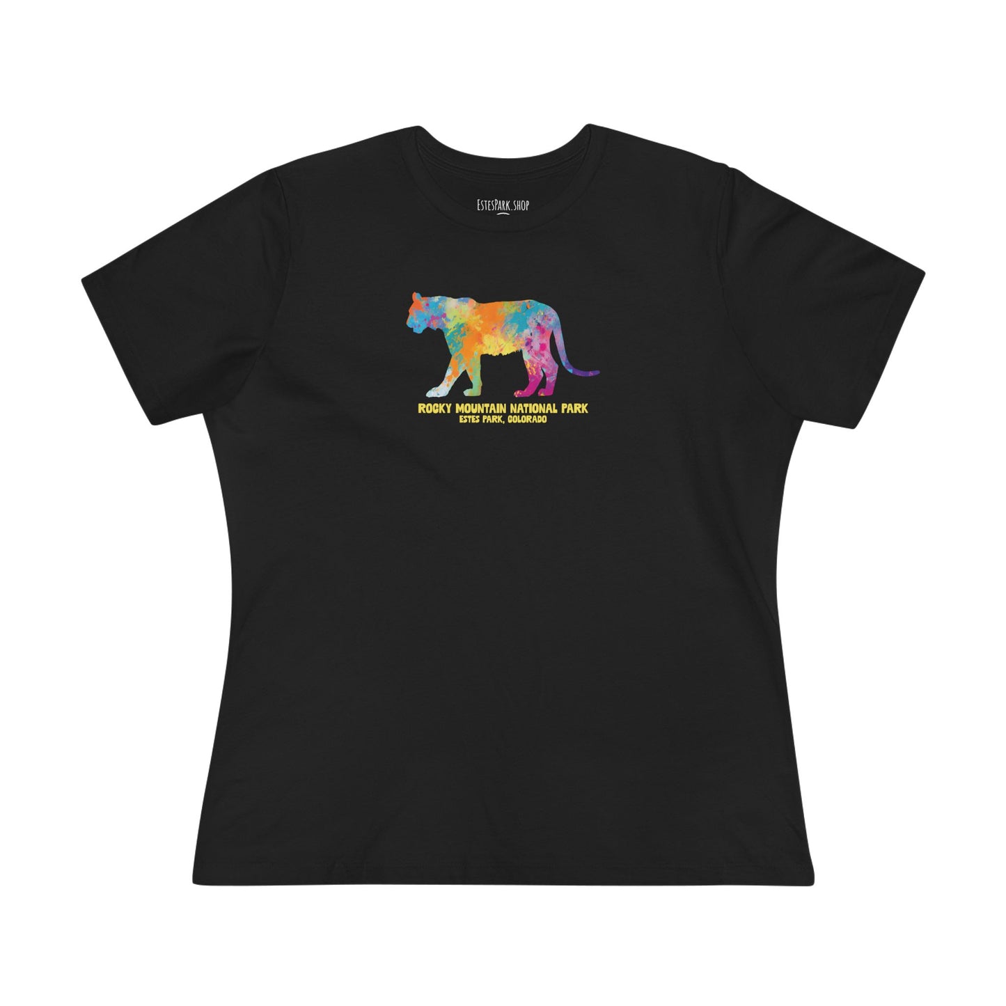 Splatter Art Mountain Lion | RMNP | Women's Cotton Tee